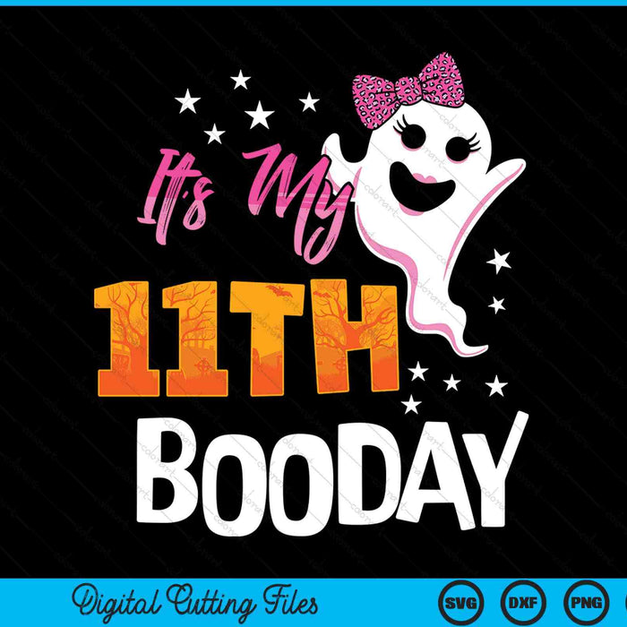 Its my 11th boo day cute Halloween birthday ghost pink bow SVG cut file
