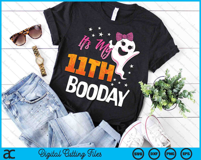 Its My 11th Boo Day Cute Halloween Birthday Ghost Pink Bow SVG PNG Digital Printable Files