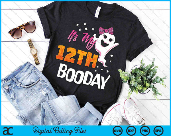 Its My 12th Boo Day Cute Halloween Birthday Ghost Pink Bow SVG PNG Digital Printable Files