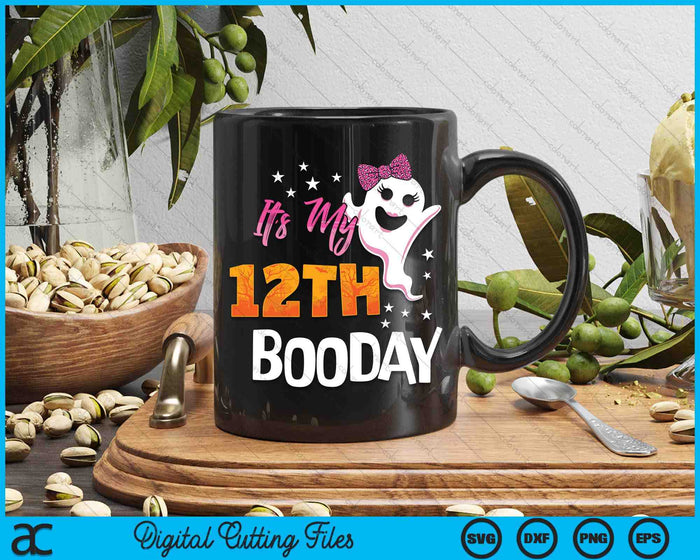 Its My 12th Boo Day Cute Halloween Birthday Ghost Pink Bow SVG PNG Digital Printable Files