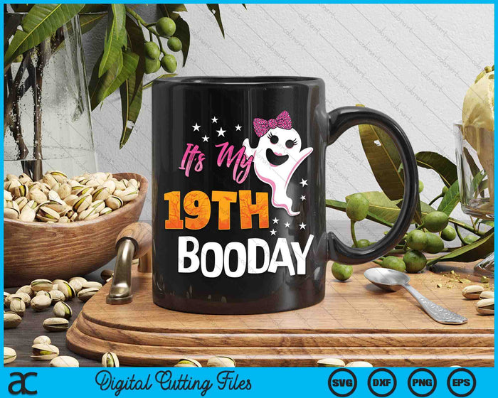 Its My 19th Boo Day Cute Halloween Birthday Ghost Pink Bow SVG PNG Digital Printable Files