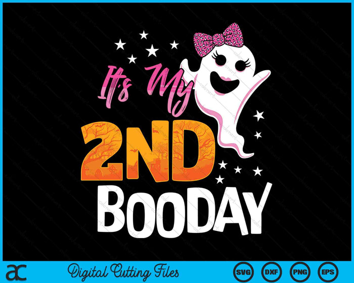 Its My 2nd Boo Day Cute Halloween Birthday Ghost Pink Bow SVG PNG Digital Printable Files