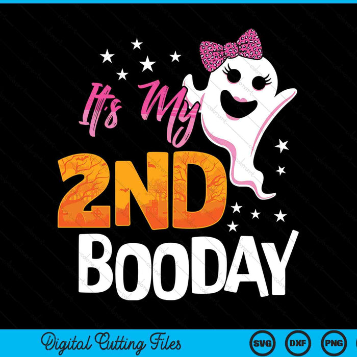 Its my 2nd boo day cute Halloween birthday ghost pink bow SVG cut file
