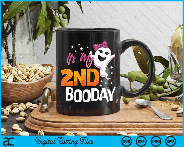 Its My 2nd Boo Day Cute Halloween Birthday Ghost Pink Bow SVG PNG Digital Printable Files