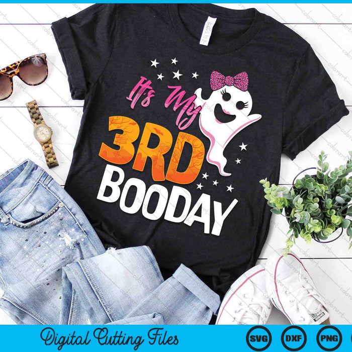 Its My 3rd Boo Day Cute Halloween Birthday Ghost Pink Bow SVG PNG Digital Printable Files