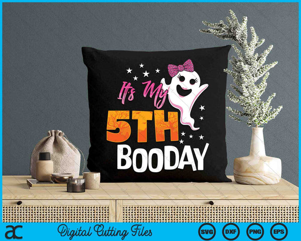 Its My 5th Boo Day Cute Halloween Birthday Ghost Pink Bow SVG PNG Digital Printable Files