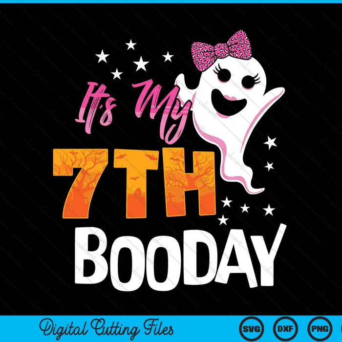 Its my 7th boo day cute Halloween birthday ghost pink bow SVG cut file