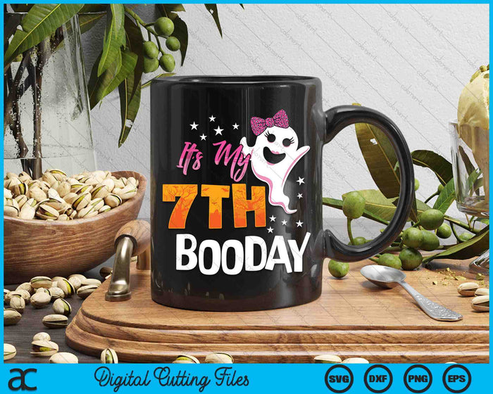 Its My 7th Boo Day Cute Halloween Birthday Ghost Pink Bow SVG PNG Digital Printable Files