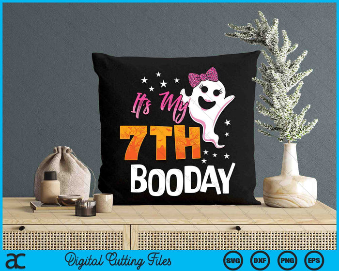 Its My 7th Boo Day Cute Halloween Birthday Ghost Pink Bow SVG PNG Digital Printable Files