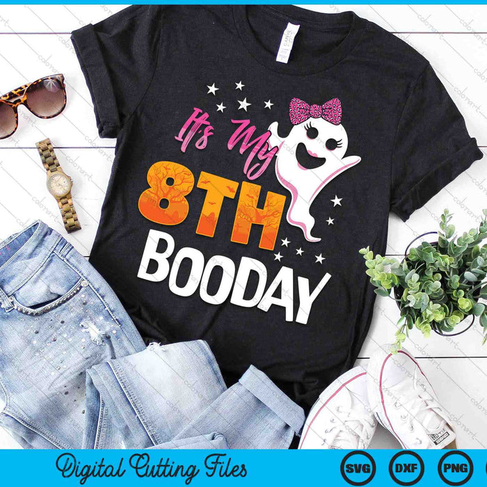 Its My 8th Boo Day Cute Halloween Birthday Ghost Pink Bow SVG PNG Digital Printable Files