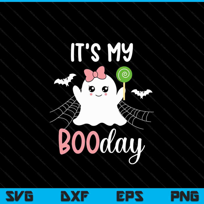 Het is mijn Boo Day schattige Halloween verjaardag Ghost Pink Bow SVG PNG digitale snijbestanden