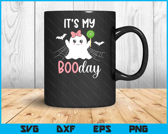 Het is mijn Boo Day schattige Halloween verjaardag Ghost Pink Bow SVG PNG digitale snijbestanden