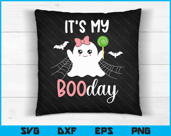 Het is mijn Boo Day schattige Halloween verjaardag Ghost Pink Bow SVG PNG digitale snijbestanden