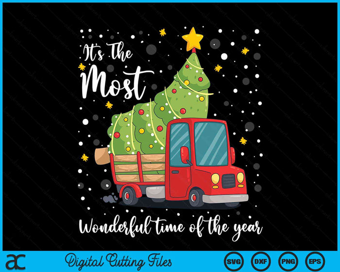 Its The Most Wonderful Time Of The Year Christmas Red Truck SVG PNG Digital Cutting Files