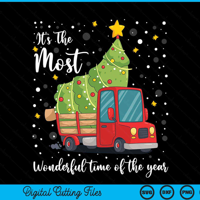 Its the most wonderful time of the year Christmas red truck SVG cut file