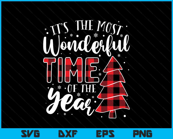 Its the Most Wonderful Time of the Year Christmas Tree Plaid SVG PNG Digital Printable Files