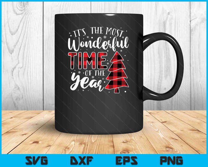 Its the Most Wonderful Time of the Year Christmas Tree Plaid SVG PNG Digital Printable Files