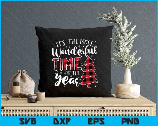 Its the Most Wonderful Time of the Year Christmas Tree Plaid SVG PNG Digital Printable Files