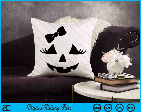 Jack O Lantern Eyelashes Pumpkin Face Halloween SVG PNG Digital Cutting Files