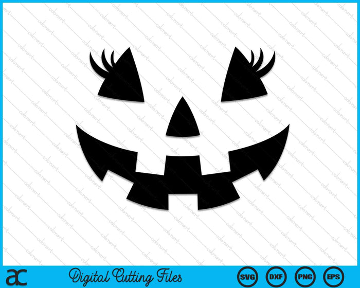 Jack O Lantern Face Pumpkin Eyelashes Halloween Costume SVG PNG Digital Cutting Files