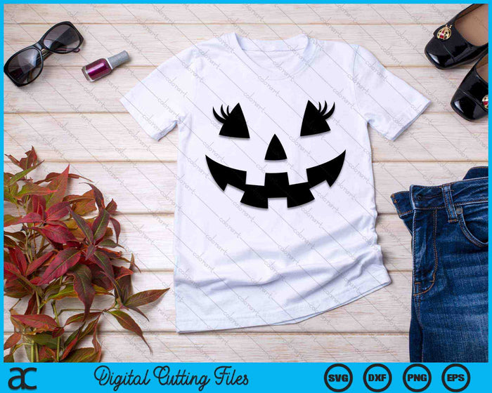 Jack O Lantern Face Pumpkin Eyelashes Halloween Costume SVG PNG Digital Cutting Files