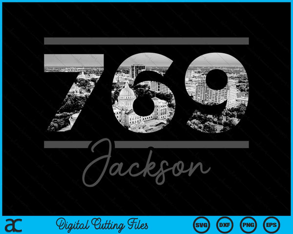Jackson 769 Area Code Skyline Mississippi Vintage SVG PNG Digital Cutting Files