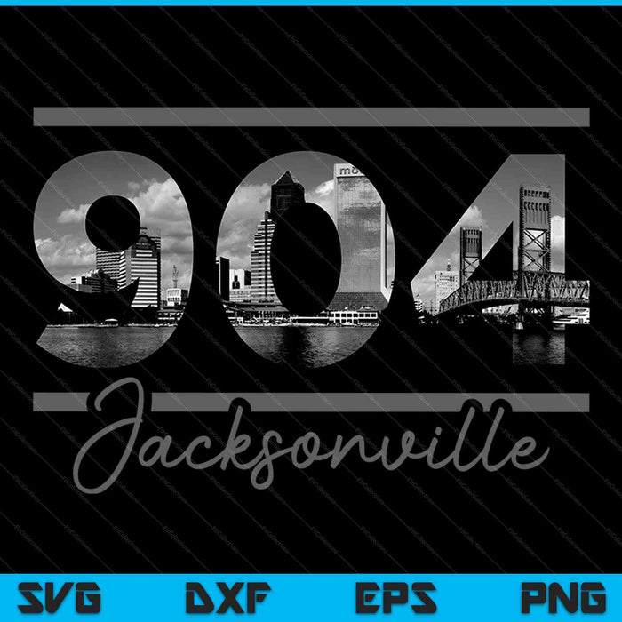 Jacksonville 904 Area Code Skyline Florida Vintage SVG PNG Cutting Printable Files
