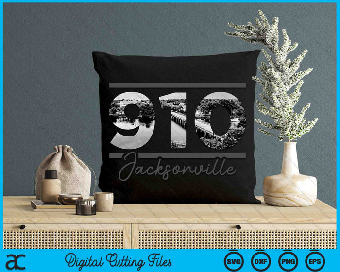 Jacksonville 910 Area Code Skyline North Carolina Vintage SVG PNG Digital Cutting Files