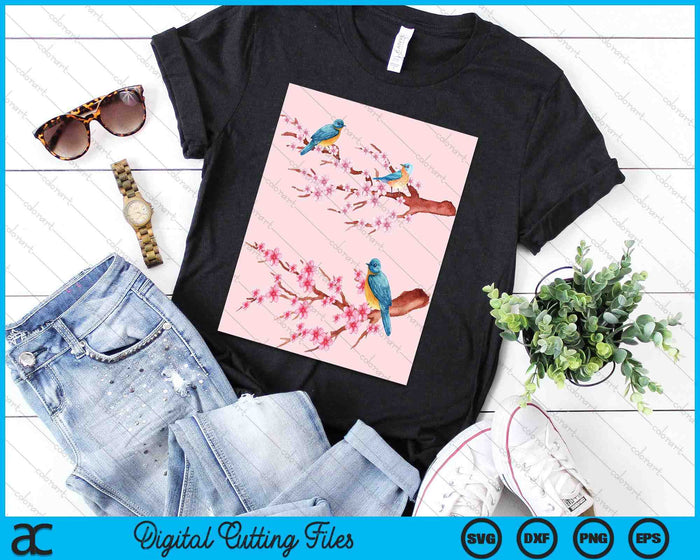 Japanese Art Birds On Cherry Blossom Japanese SVG PNG Digital Cutting Files