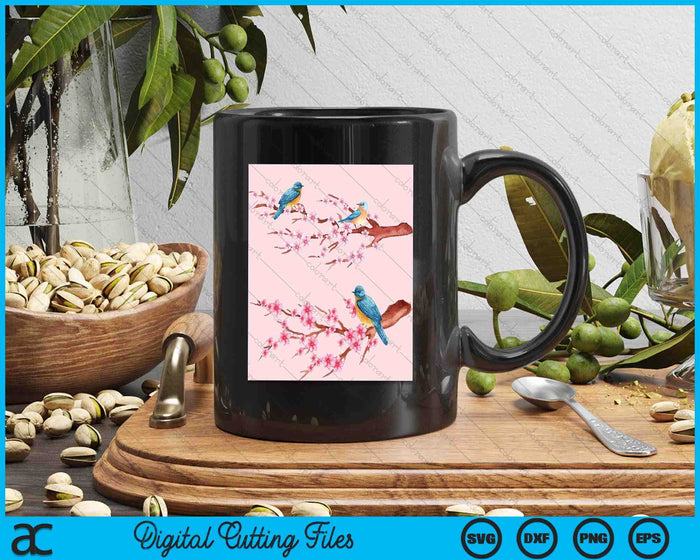 Japanese Art Birds On Cherry Blossom Japanese SVG PNG Digital Cutting Files