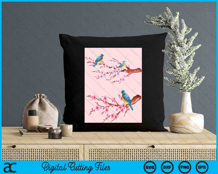 Japanese Art Birds On Cherry Blossom Japanese SVG PNG Digital Cutting Files