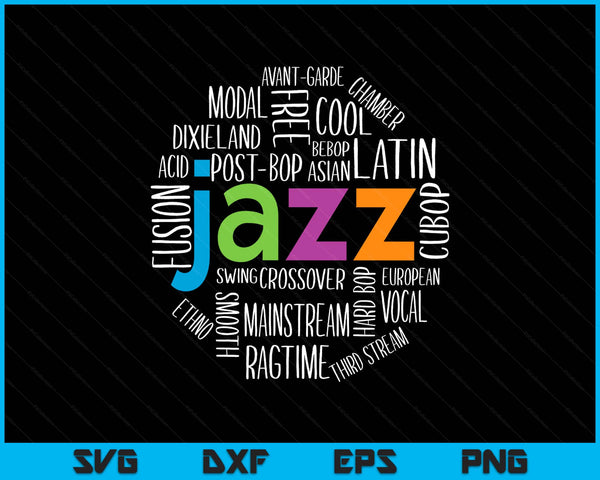 Jazz genre, colourful style SVG cut file