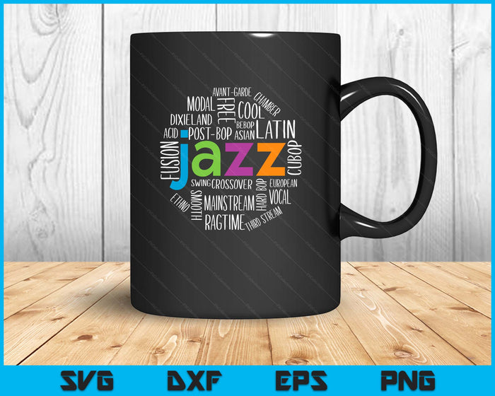 Jazz Genre, Colourful Style SVG PNG Digital Printable Files