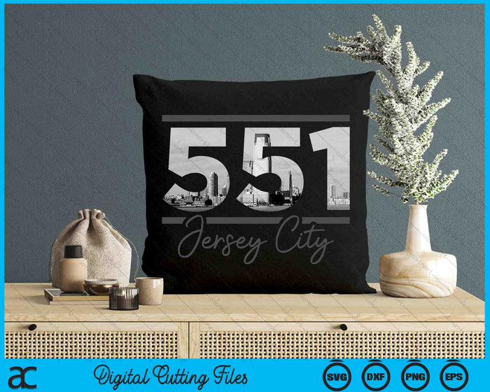 Jersey City 551 Netnummer Skyline New Jersey Vintage SVG PNG digitale snijbestanden 