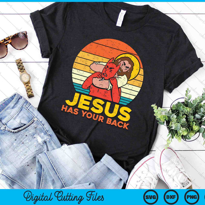 Jesus Has Your Back Jiu Jitsu Retro Christian SVG PNG Digital Cutting File