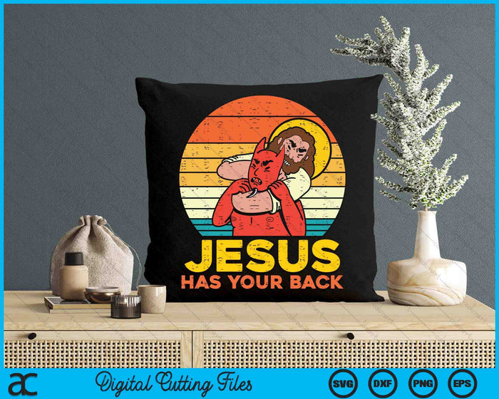 Jesus Has Your Back Jiu Jitsu Retro Christian SVG PNG Digital Cutting File