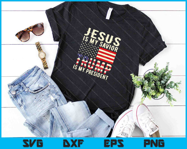 Jezus is mijn Verlosser Trump is mijn president SVG PNG snijden afdrukbare bestanden - on a t-shirt
