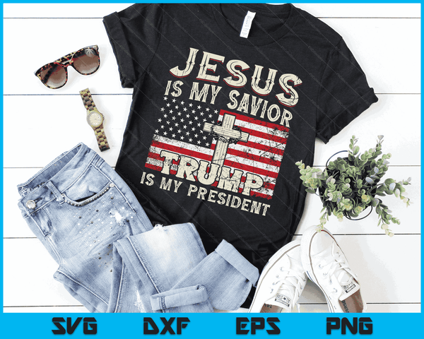 Jezus is mijn Heiland Trump is mijn president Amerikaanse vlag SVG PNG digitale bestanden