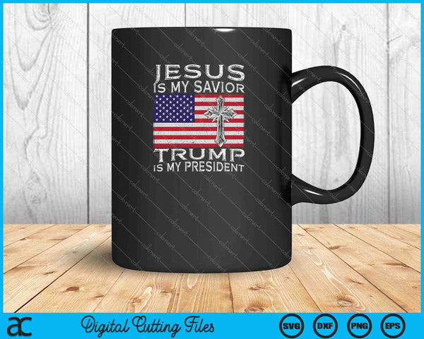 Jesús es mi salvador Trump es mi presidente Bandera de EE.UU. SVG PNG Cortando archivos imprimibles