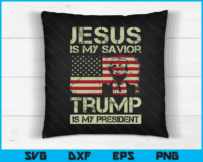Jezus is mijn Heiland Trump is mijn president Trump 2024 USA vlag SVG PNG digitale snijbestanden