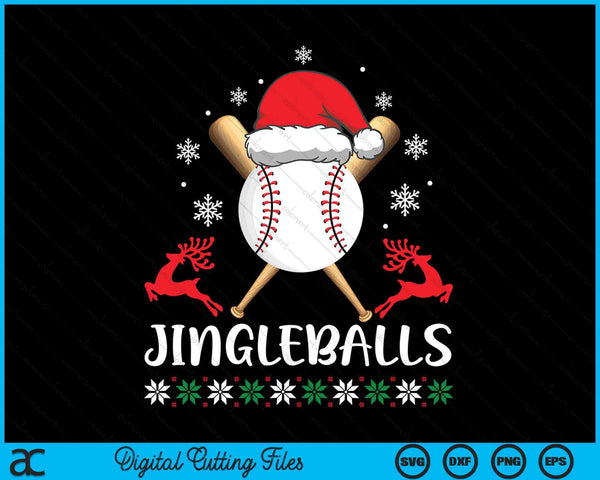 Jingleballs Baseball Player Merry Xmas Christmas Day SVG PNG Digital Cutting Files