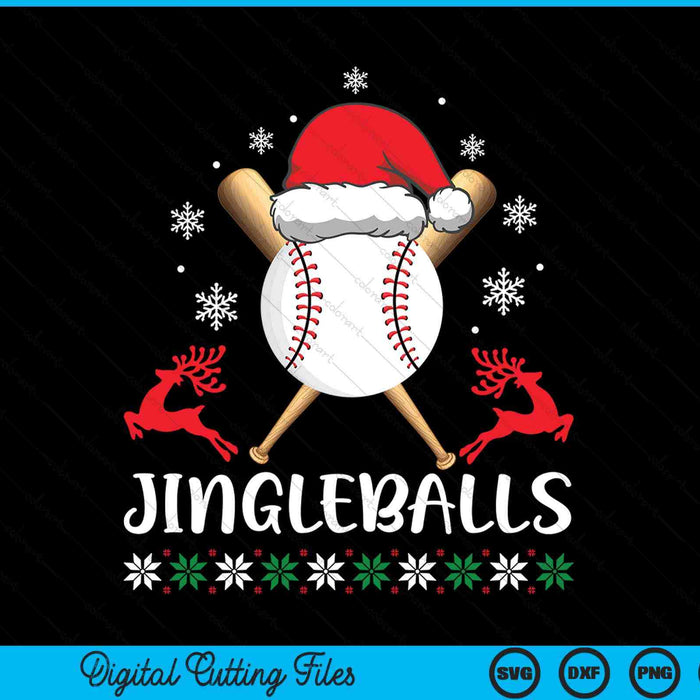 Jingleballs baseball player merry Xmas Christmas day SVG PNG cut file for Cricut