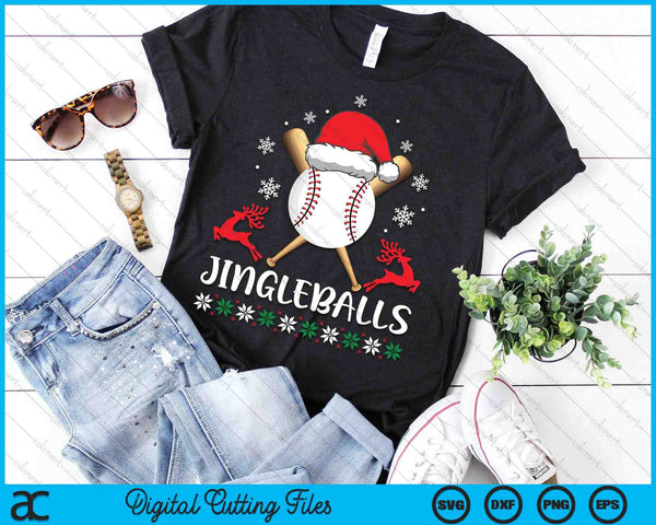 Jingleballs Baseball Player Merry Xmas Christmas Day SVG PNG Digital Cutting Files