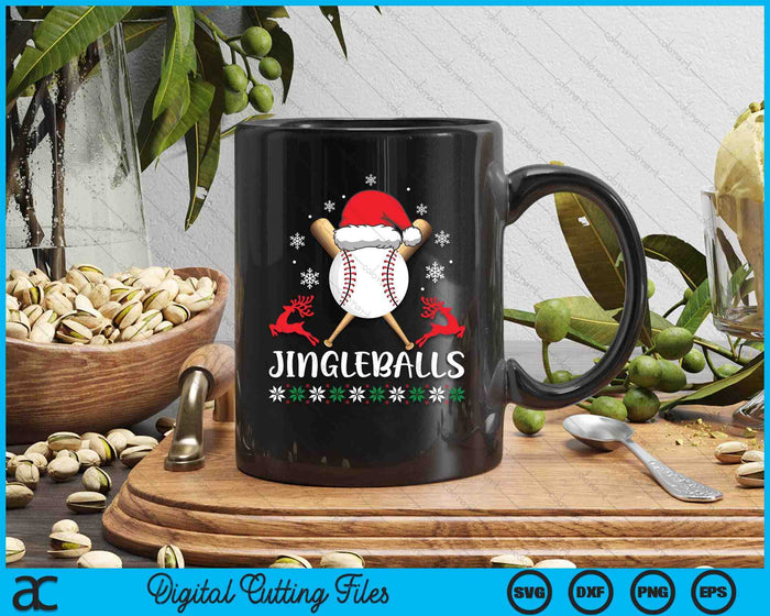 Jingleballs Baseball Player Merry Xmas Christmas Day SVG PNG Digital Cutting Files