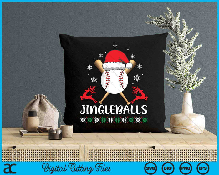 Jingleballs Baseball Player Merry Xmas Christmas Day SVG PNG Digital Cutting Files