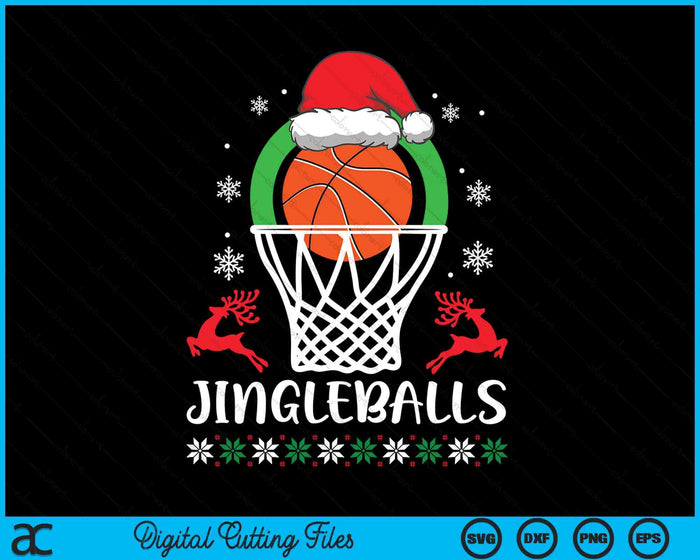 Jingleballs Basketball Player Merry Xmas Christmas Day SVG PNG Digital Cutting Files