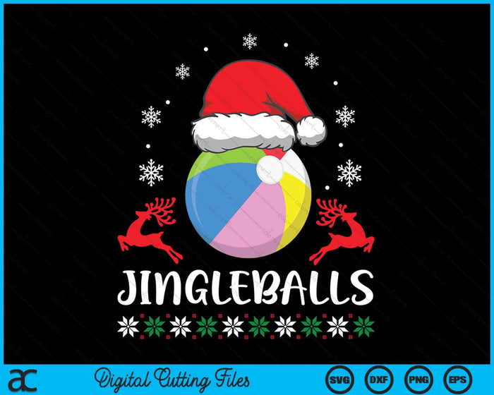 Jingleballs Beach Ball Player Merry Xmas Christmas Day SVG PNG Digital Cutting Files