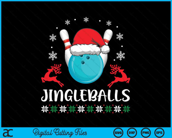 Jingleballs Bowling Player Merry Xmas Christmas Day SVG PNG Digital Cutting Files