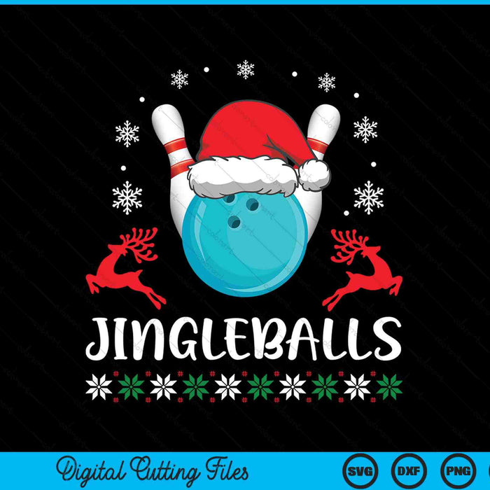 Jingleballs Bowling Player Merry Xmas Christmas Day SVG PNG Digital Cutting Files