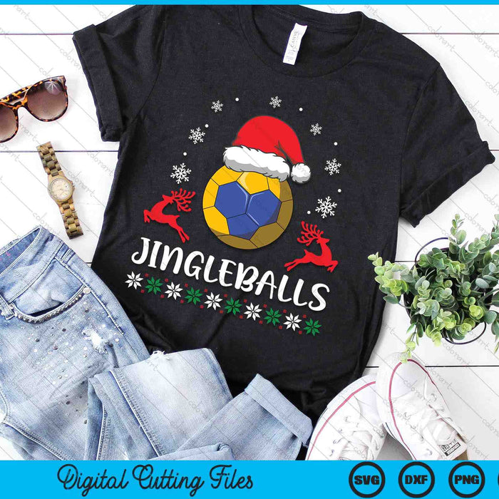 Jingleballs Handball Player Merry Xmas Christmas Day SVG PNG Digital Cutting Files